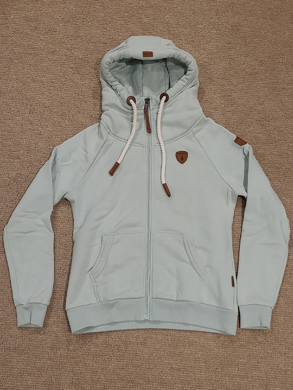 Wanakome Mint Green Hooded Zip Bomber Jacket - Picture 1 of 1